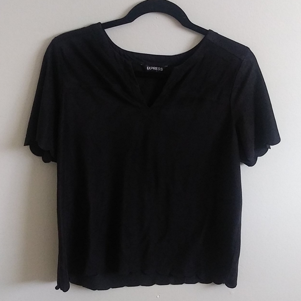 Black suede scallop edged top